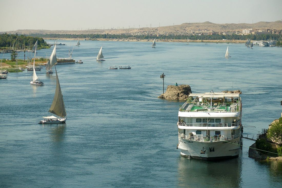 Feluccas and boats on the Nile at Aswan