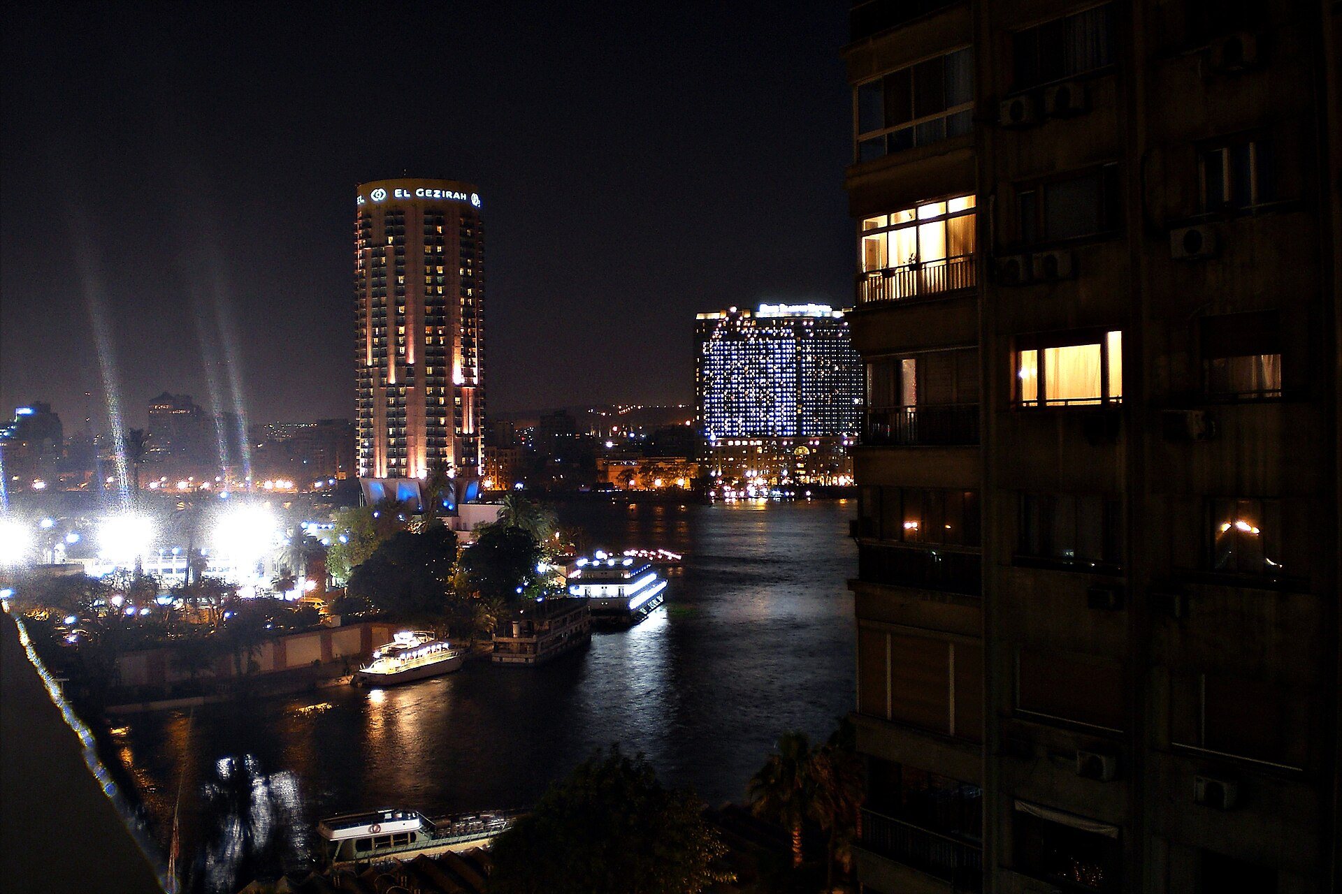 The Nile in Cairo at night
