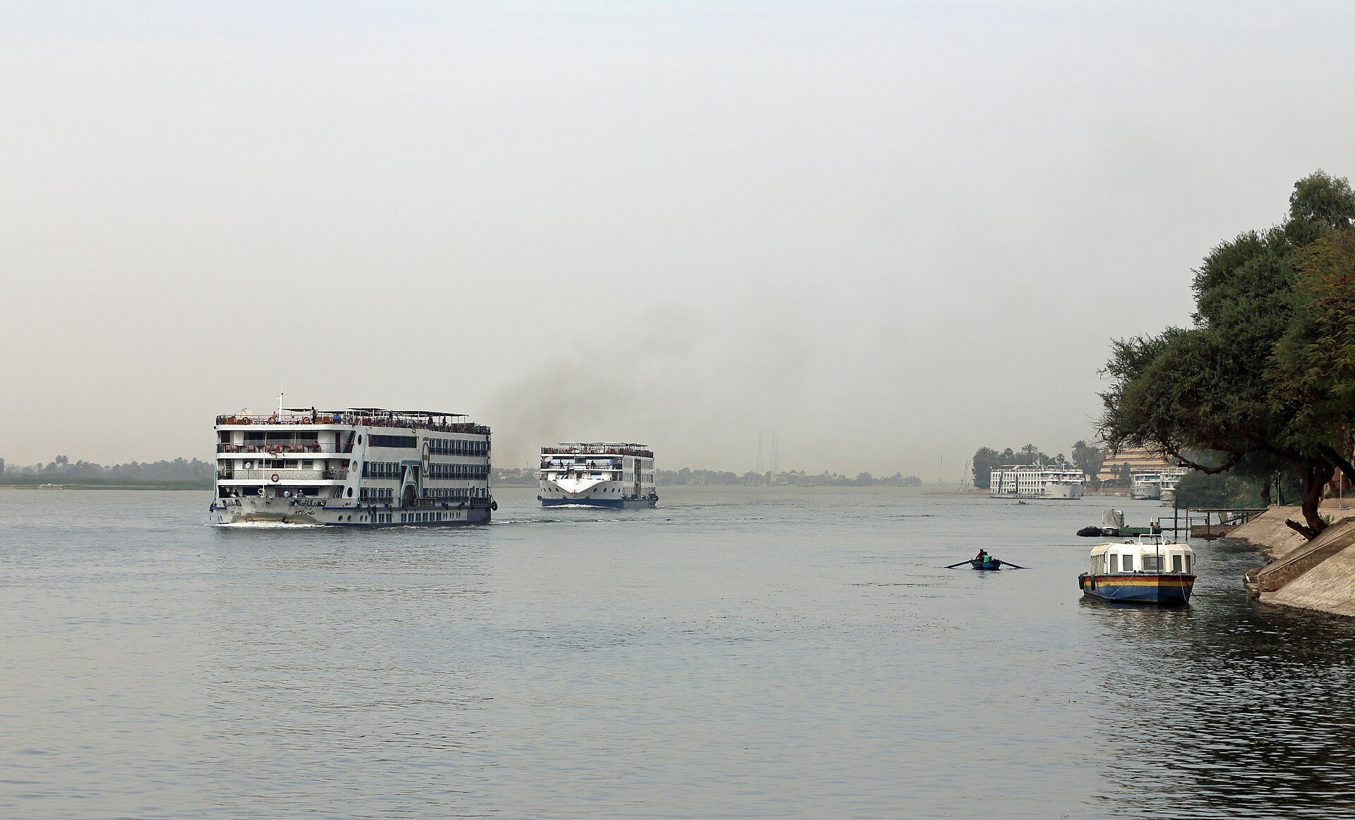 River cruise ships moored on the Nile at Luxor