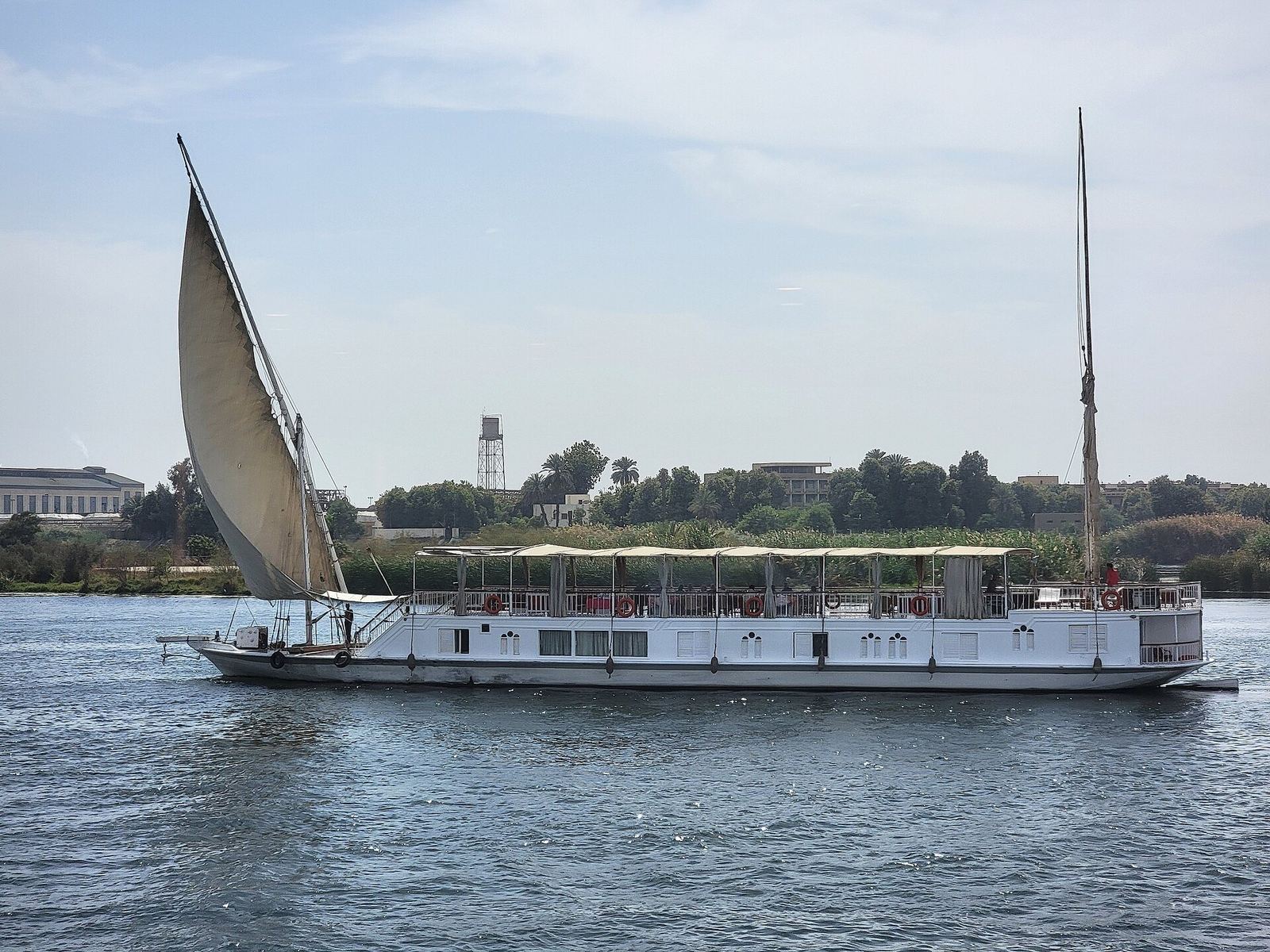 A dahabiya sailing on the Nile
