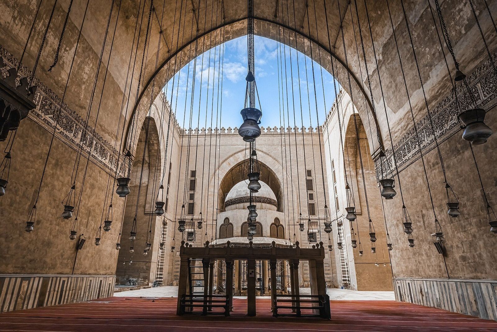 Courtyard of the Sultan Hassan Mosque-Madrasa in Cairo