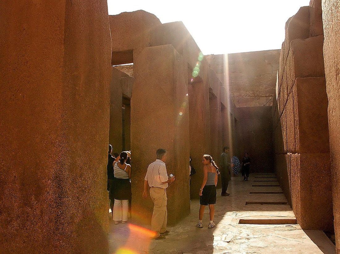 Granite pillars inside the Valley Temple of Khafre